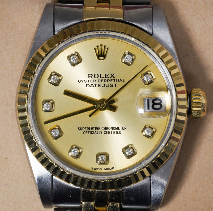 Rolex Datejust 31 68273 Champagne Diamond Stainless Steel & Yellow Gold - 1992