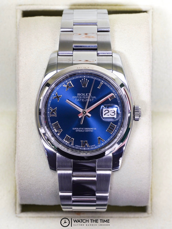 Rolex Datejust 36 116200 Blue Roman Numerals Stainless Steel - Unknown