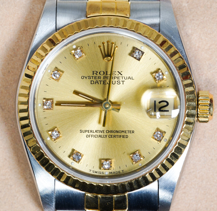 Rolex Datejust 31 68273 Champagne Diamond Steel & Yellow Gold - 1993