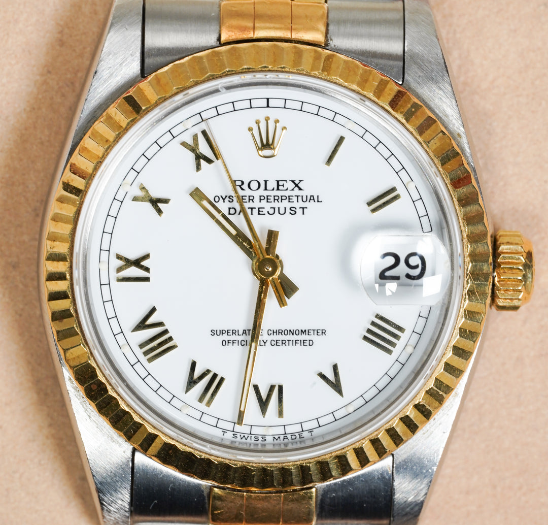 Rolex Datejust 31 68273 White Roman Steel & Yellow Gold - 1993