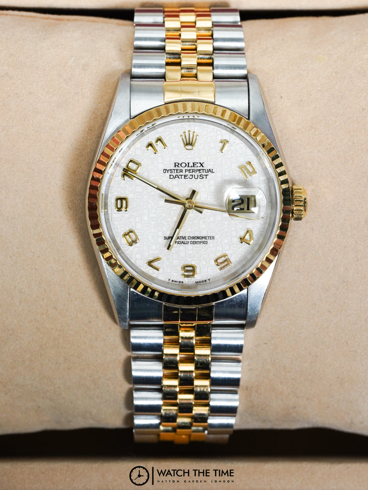 Rolex Datejust 36 16233 White Jubilee Steel & Yellow Gold - 1996