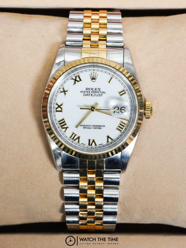 Rolex Datejust 36 16233 White Roman Steel & Yellow Gold - 2000