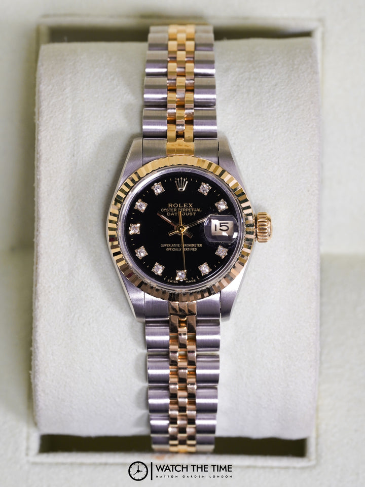 Rolex Datejust 26 68273 Black Diamond Stainless Steel & Yellow Gold