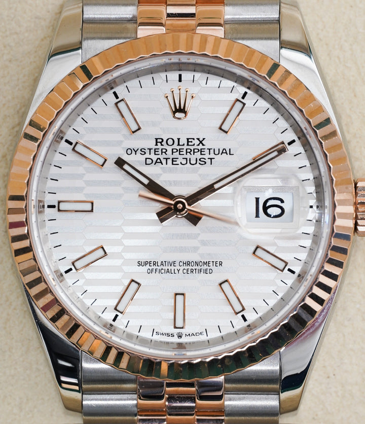 Rolex Datejust 36 126231 White Motif Dial Rose Gold & Stainless Steel - 2022