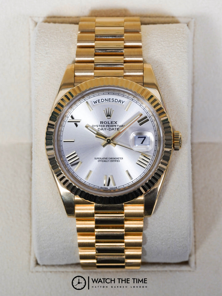 Rolex Day-Date 228238 Yellow Gold Silver Roman Dial 40mm - 2015