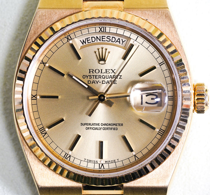 Rolex Day-Date 36 Oysterquartz 19018N Champagne Yellow Gold