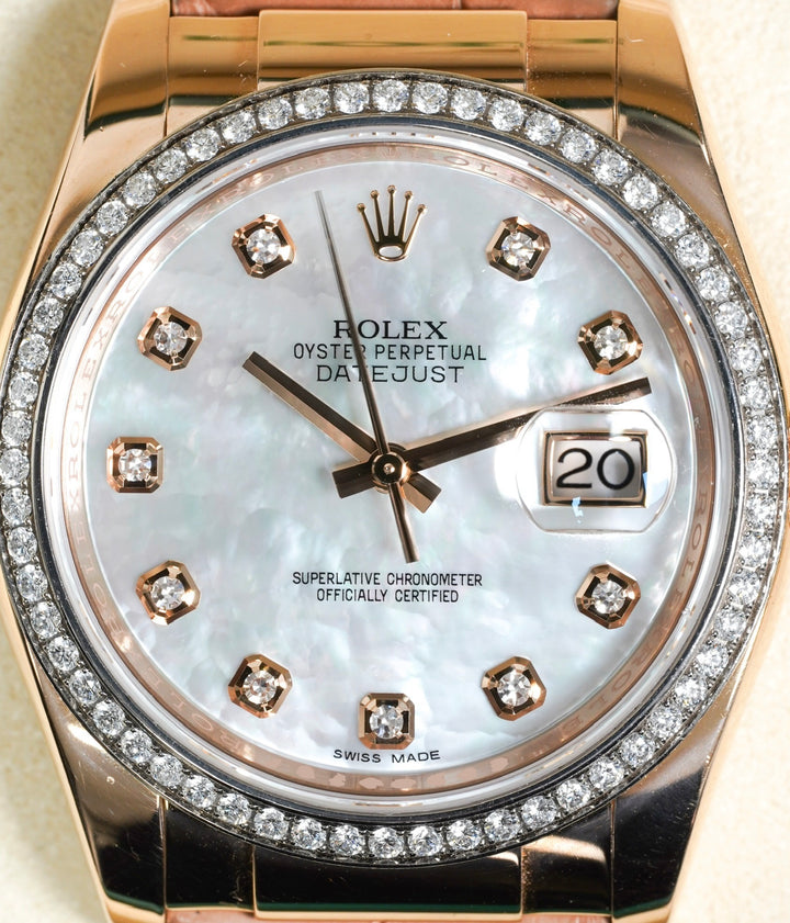 Rolex Datejust 36 116185 Mother Of Pearl Diamond Rose Gold - 2016