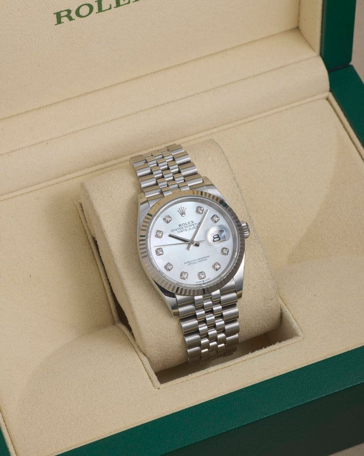 Rolex Datejust 36 Mother Of Pearl Diamond Dot Stainless Steel & White Gold 2023 - 126234