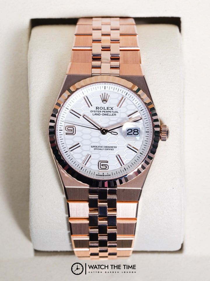 Rolex Land-Dweller 36 127235 White Dial Rose Gold - 2025