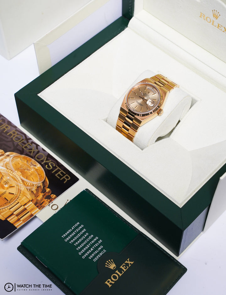 Rolex Day-Date 36 Oysterquartz 19018N Champagne Yellow Gold