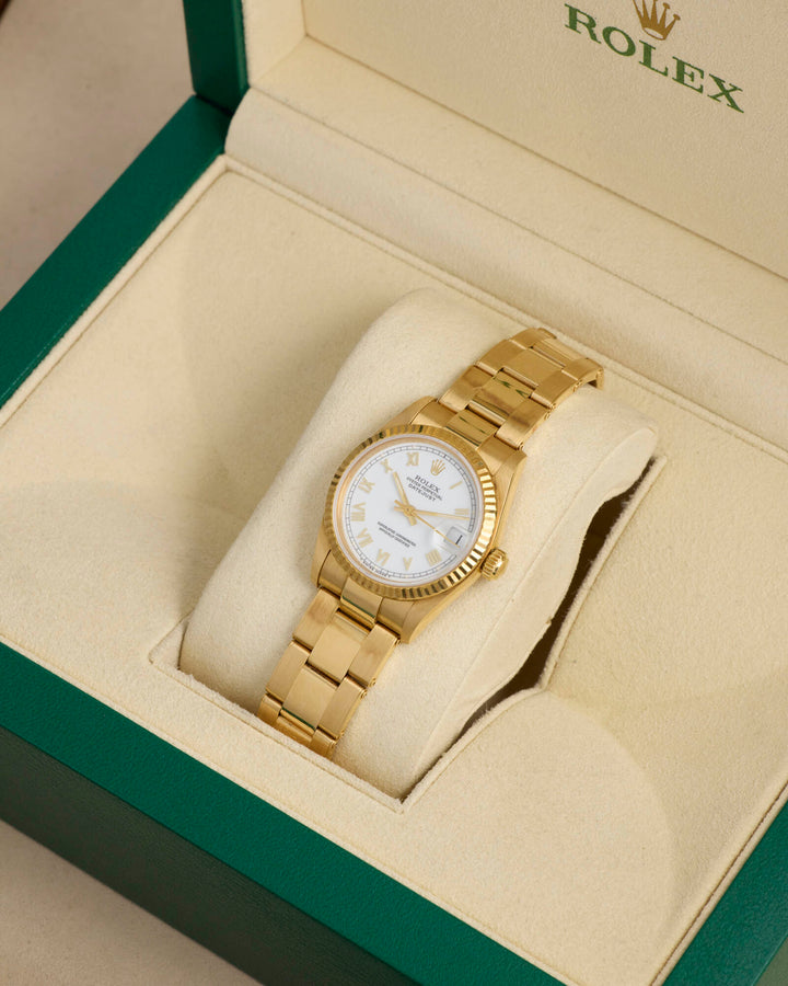 Rolex Datejust 31 White Roman Yellow Gold 1997 - 68278
