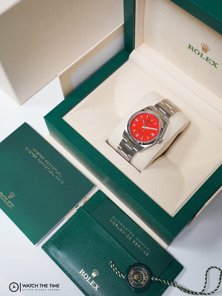 Rolex Oyster Perpetual Coral Red Stainless Steel 36 mm - 126000