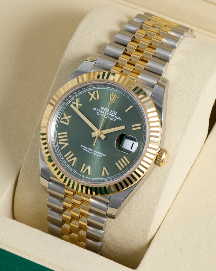 Rolex Datejust 41 Olive Green Roman Stainless Steel & Yellow Gold 2026 - 126333