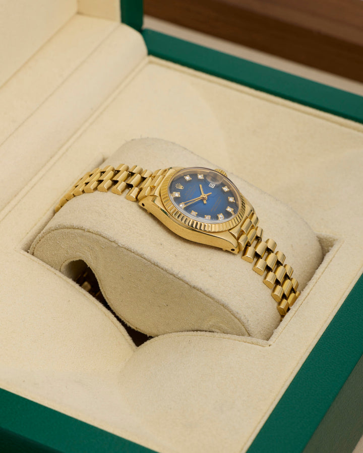Rolex Datejust 26 Blue Vignette Diamond Yellow Gold Unknown - 69178