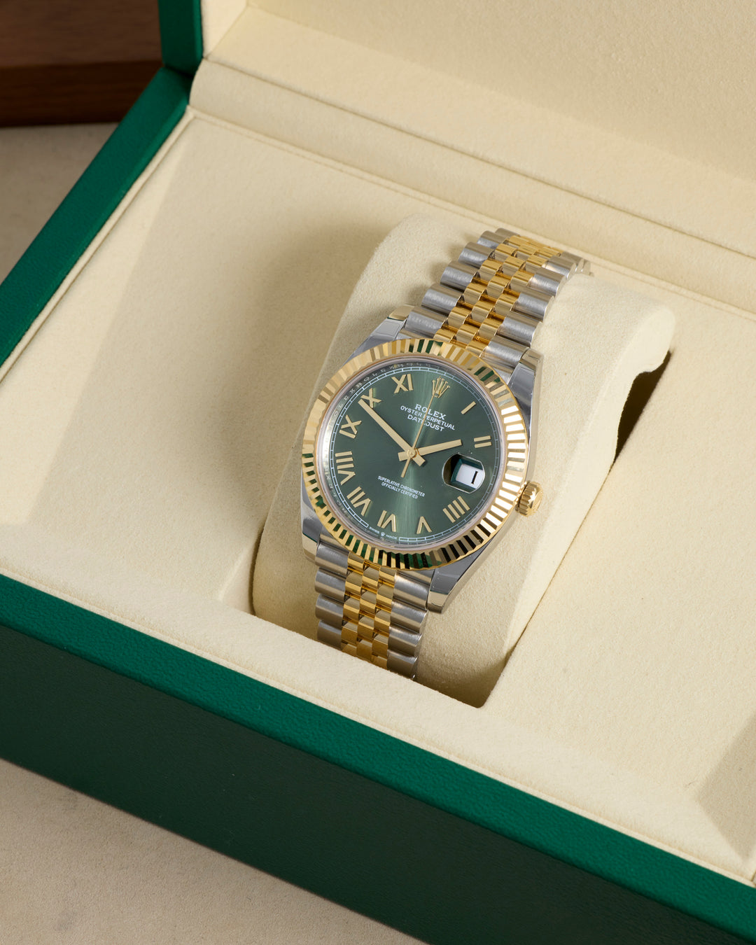Rolex Datejust 41 Olive Green Roman Stainless Steel & Yellow Gold 2026 - 126333