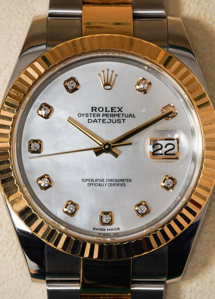 Rolex Datejust 41 Mother Of Pearl Diamond Stainless Steel Yellow Gold 41 mm -126333