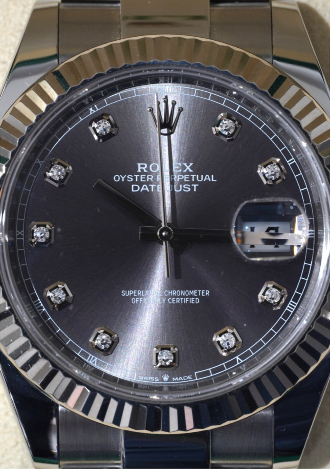 Rolex Datejust Rhodium Diamond Stainless Steel 41 mm - 126334