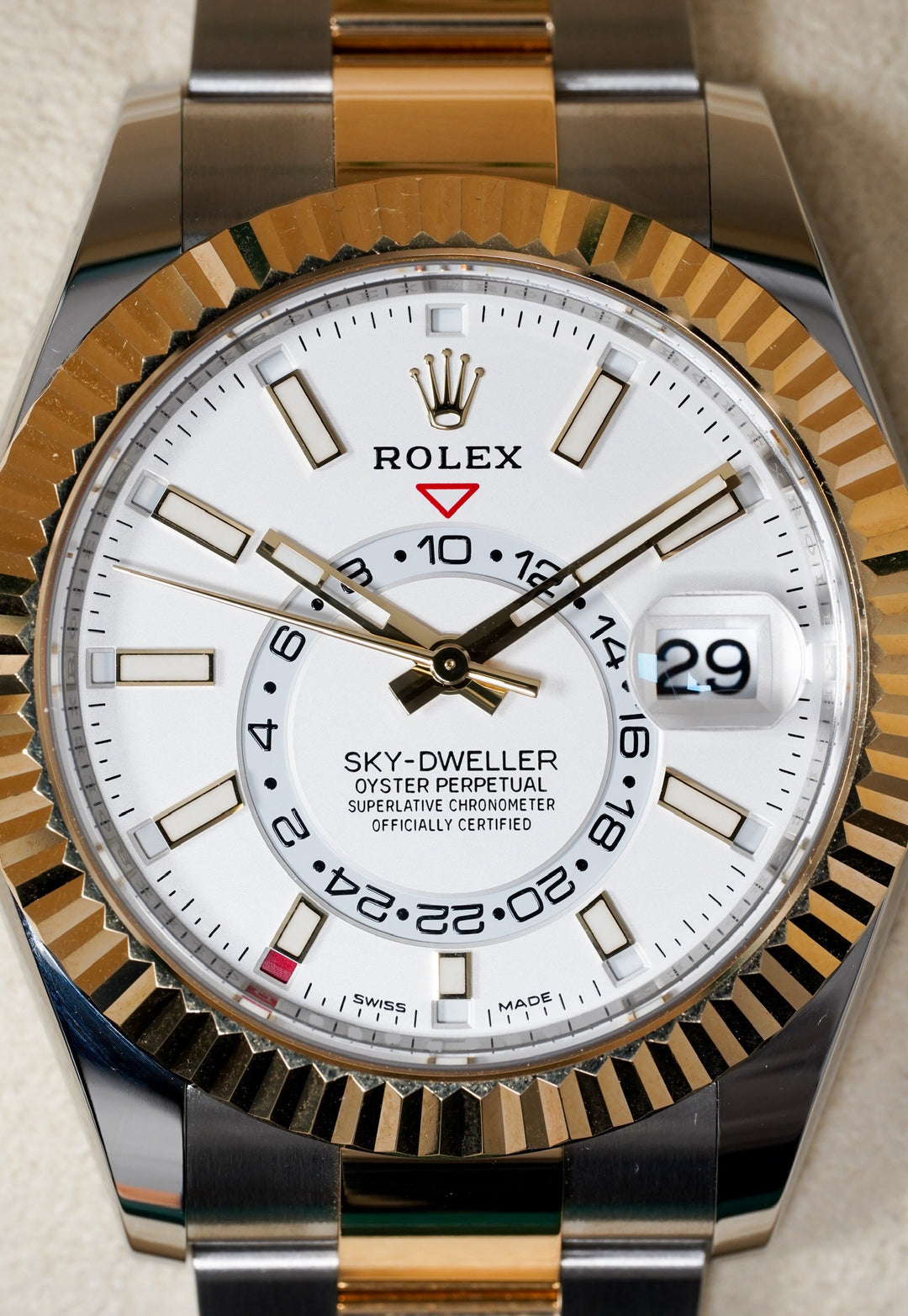 Rolex SkyDweller Ivory Stainless Steel Yellow Gold 42 mm -326933