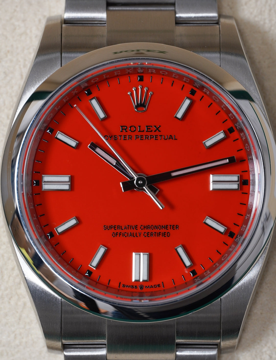 Rolex Oyster Perpetual Coral Red Stainless Steel 36 mm - 126000