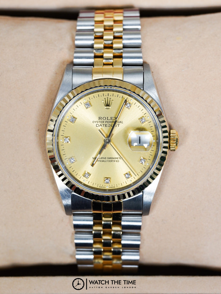 Rolex Datejust 36 16233 Champagne Diamond Stainless Steel & Yellow Gold - 1994