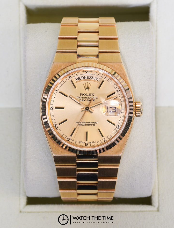 Rolex Day-Date 36 Oysterquartz 19018N Champagne Yellow Gold