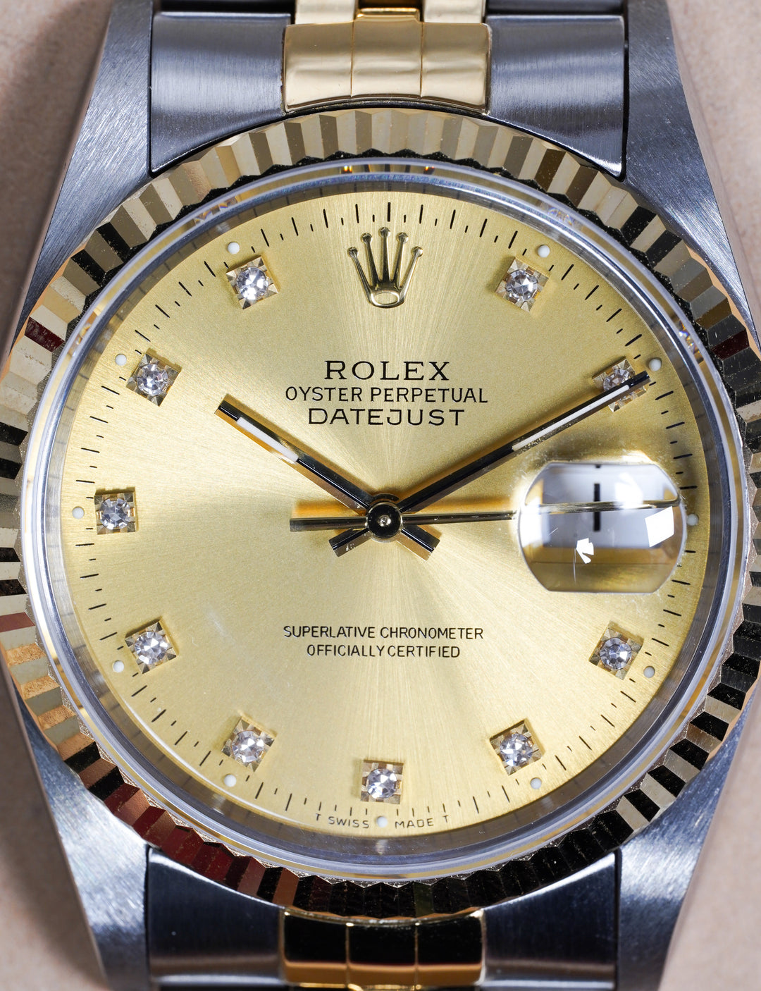 Rolex Datejust 36 16233 Champagne Diamond Stainless Steel & Yellow Gold - 1994