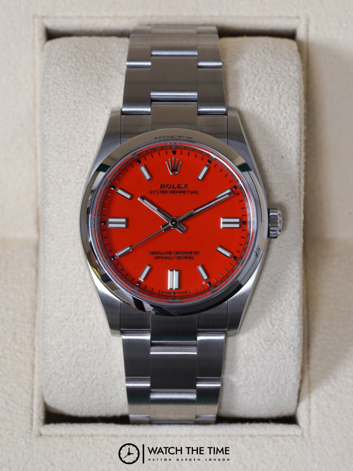 Rolex Oyster Perpetual Coral Red Stainless Steel 36 mm - 126000