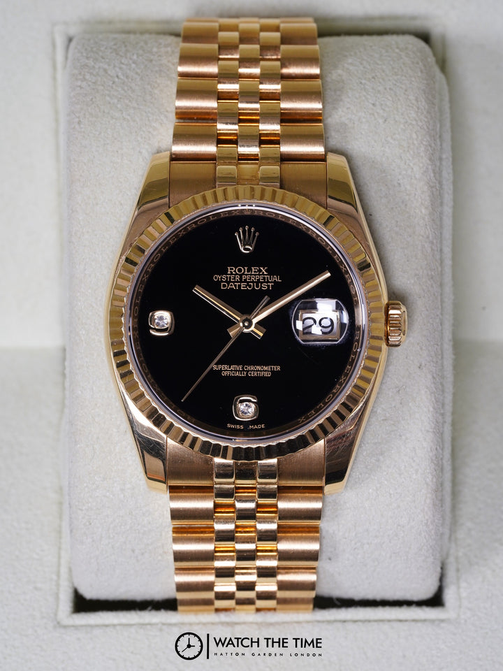 Rolex Datejust Black Onyx Diamond Yellow Gold 36 mm - 116628