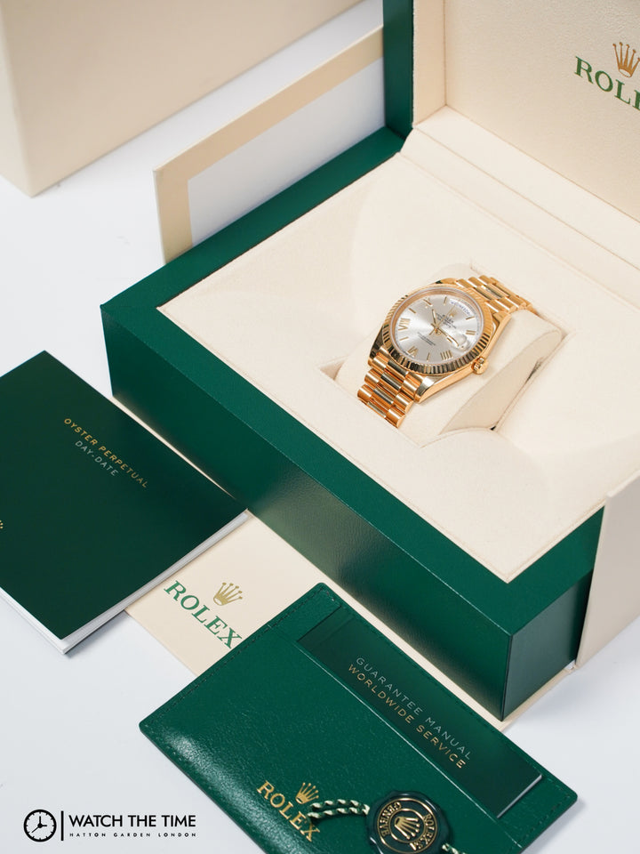 Rolex Day-Date 228238 Yellow Gold Silver Roman Dial 40mm - 2015