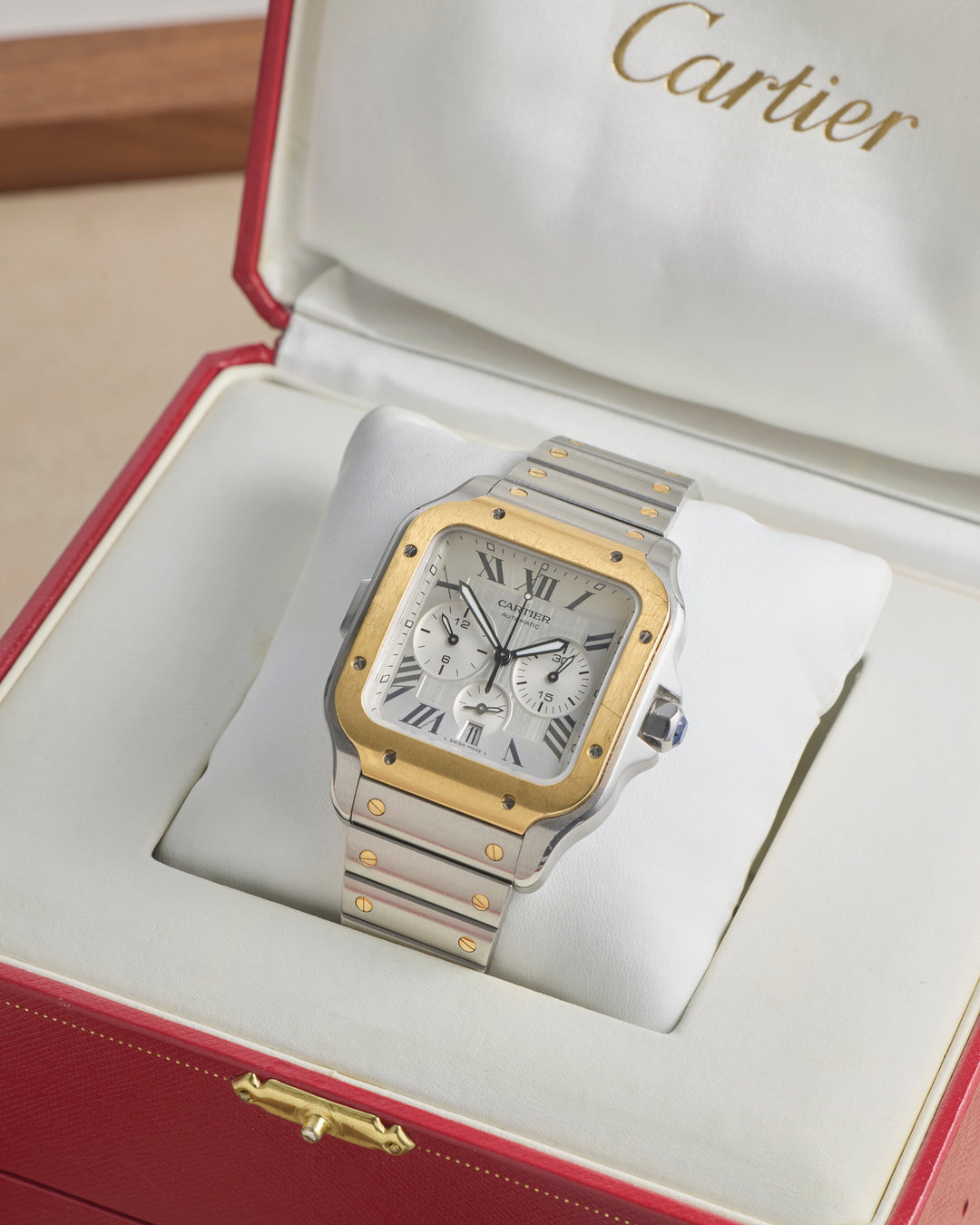 Cartier Santos 43 White Stainless Steel Yellow Gold WS2A008