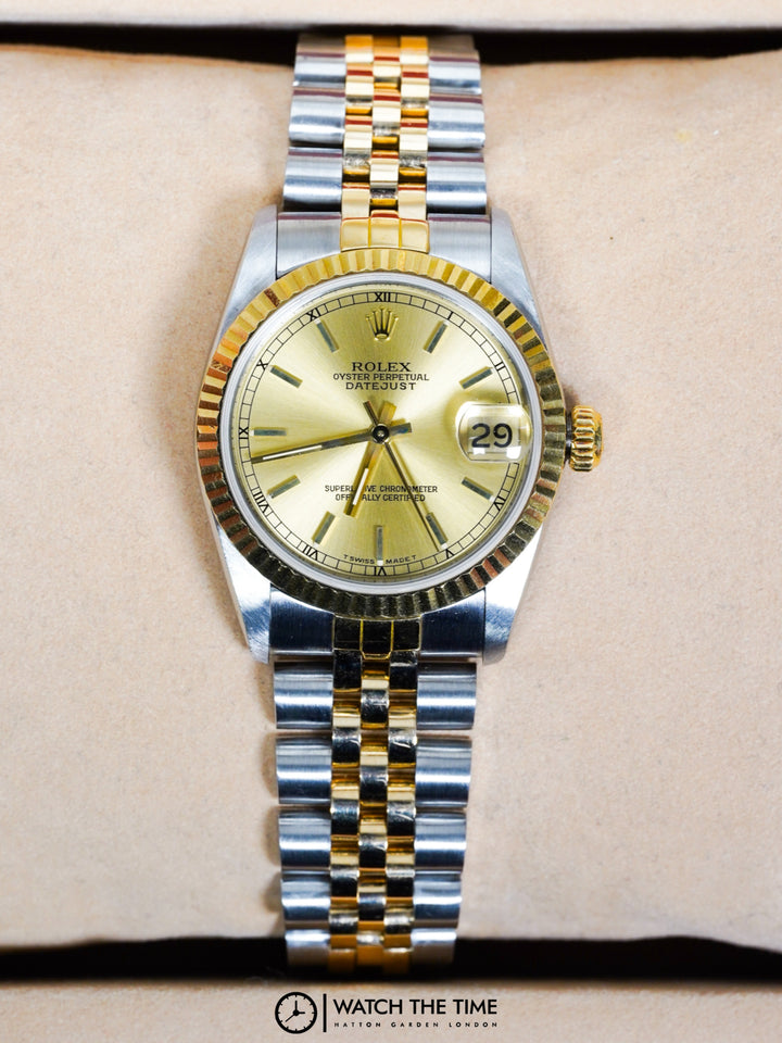 Rolex Datejust 31 68273  Champagne Baton Stainless Steel & Yellow Gold - 1990