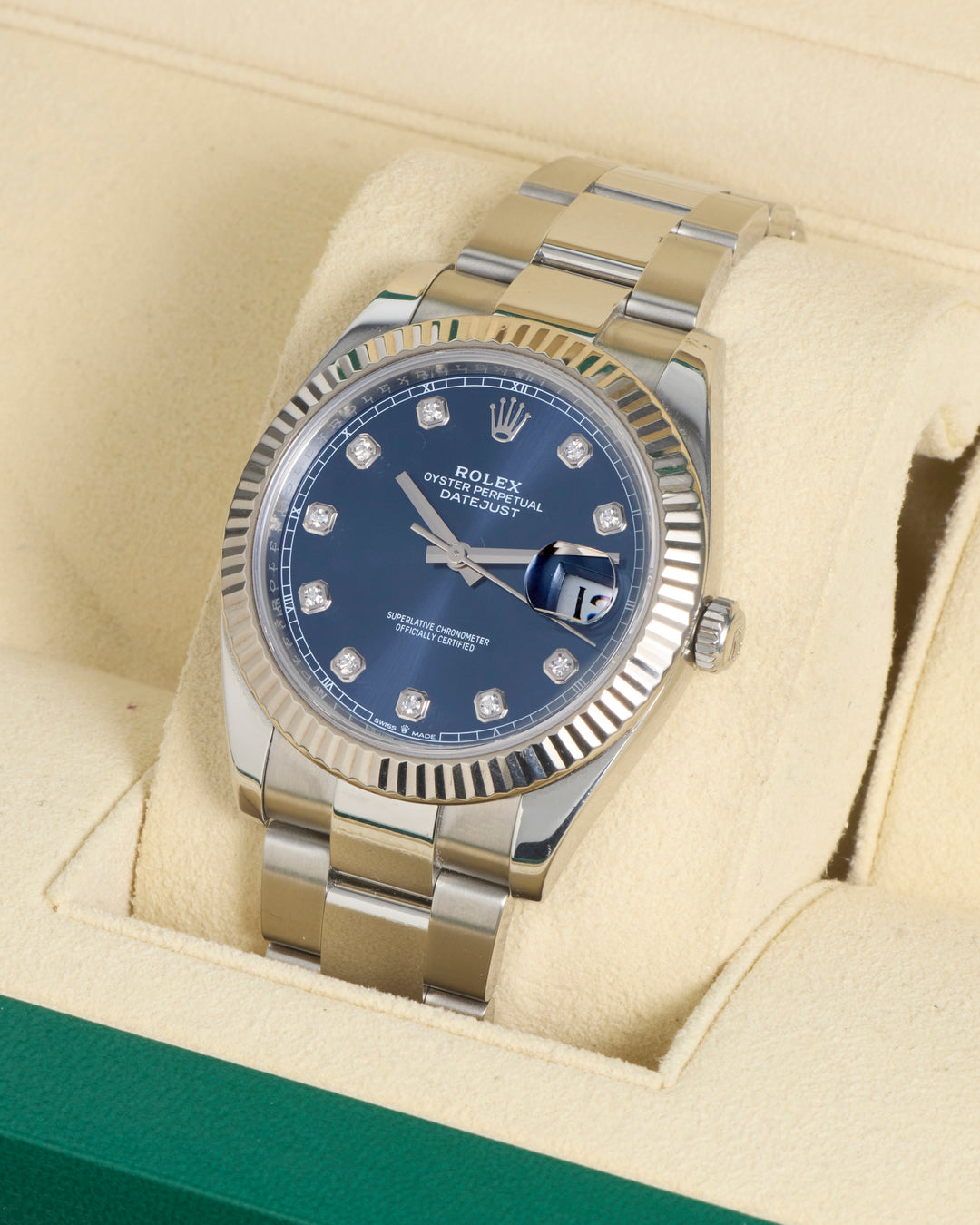 Rolex Datejust 41 Blue Diamond Dot Stainless Steel White Gold 2020 - 126334