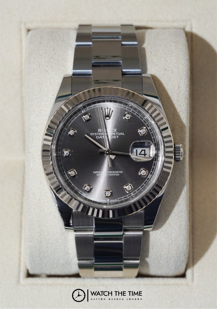 Rolex Datejust Rhodium Diamond Stainless Steel 41 mm - 126334