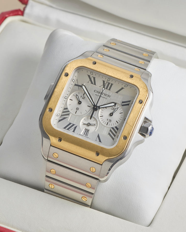 Cartier Santos 43 White Stainless Steel Yellow Gold WS2A008