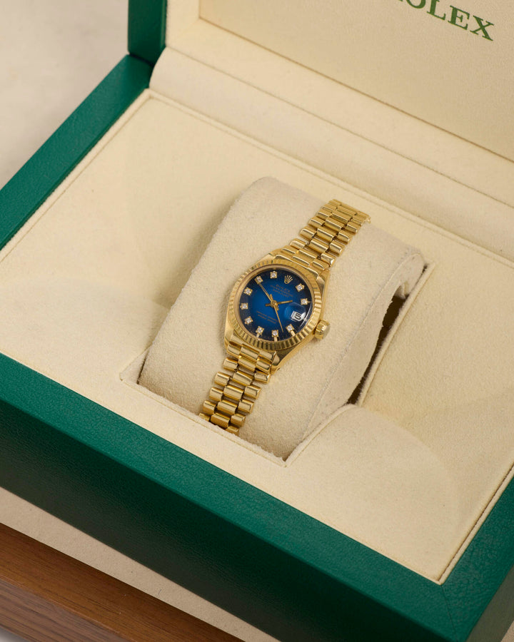 Rolex Datejust 26 Blue Vignette Diamond Yellow Gold Unknown - 69178
