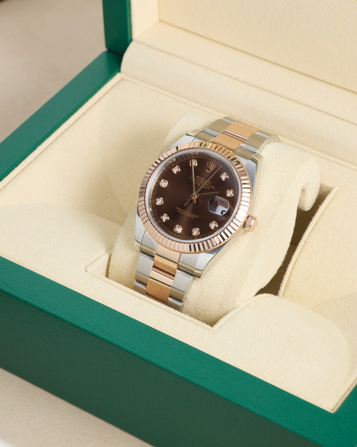 Rolex Datejust 41 Chocolate Diamond Dot Stainless Steel & Rose Gold 2021 - 126331