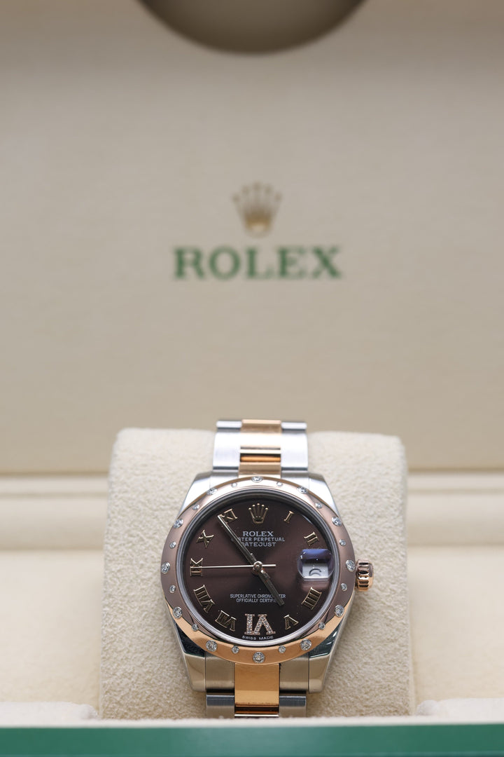 Rolex Datejust Chocolate Diamond Numeral & Bezel Stainless Steel & Everose Gold 31mm - 178241