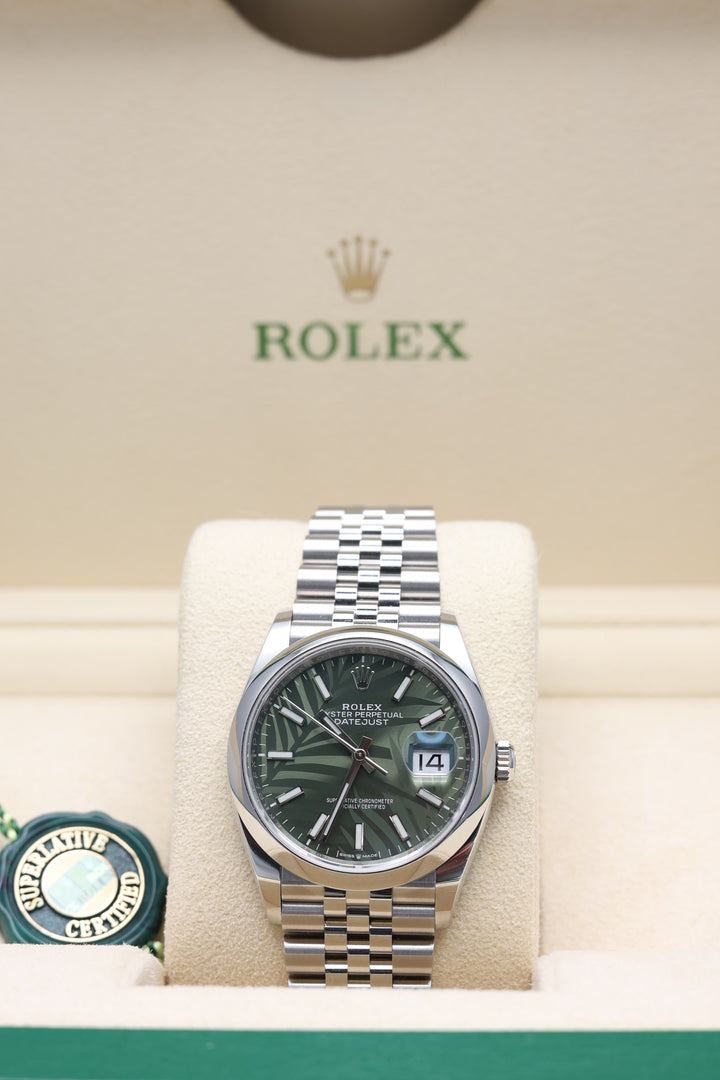 Rolex Datejust Green Palm Stainless Steel 36mm - 126200