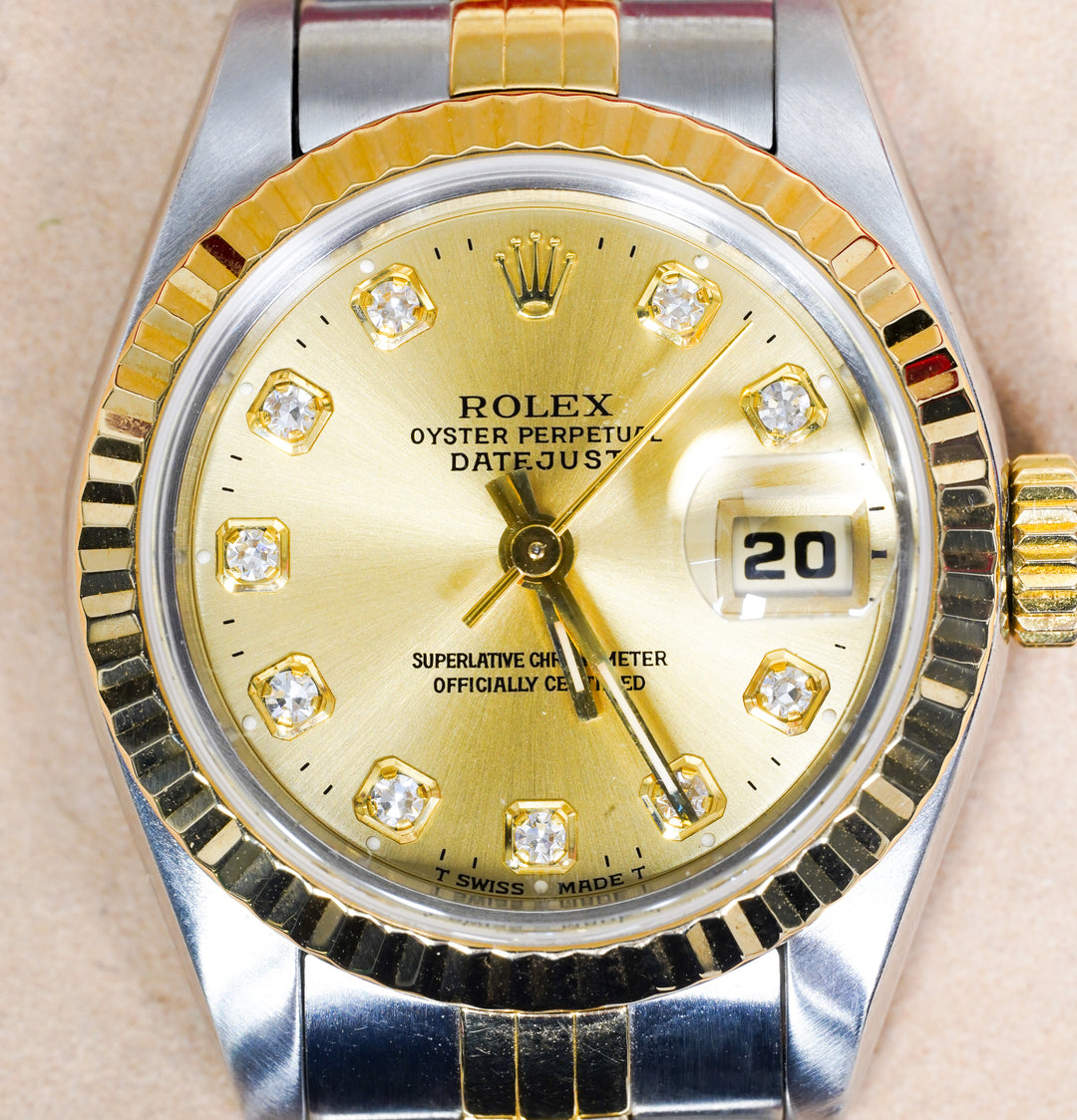 Rolex Datejust 26 69173 Champagne Diamond Yellow Gold & Steel - Unknown