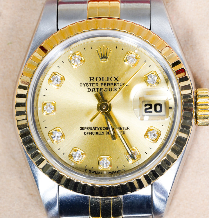 Rolex Datejust 26 69173 Champagne Diamond Yellow Gold & Steel - Unknown