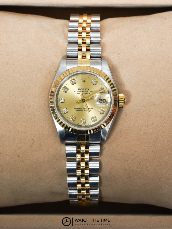 Rolex Datejust 26 69173 Champagne Diamond Yellow Gold & Steel - Unknown