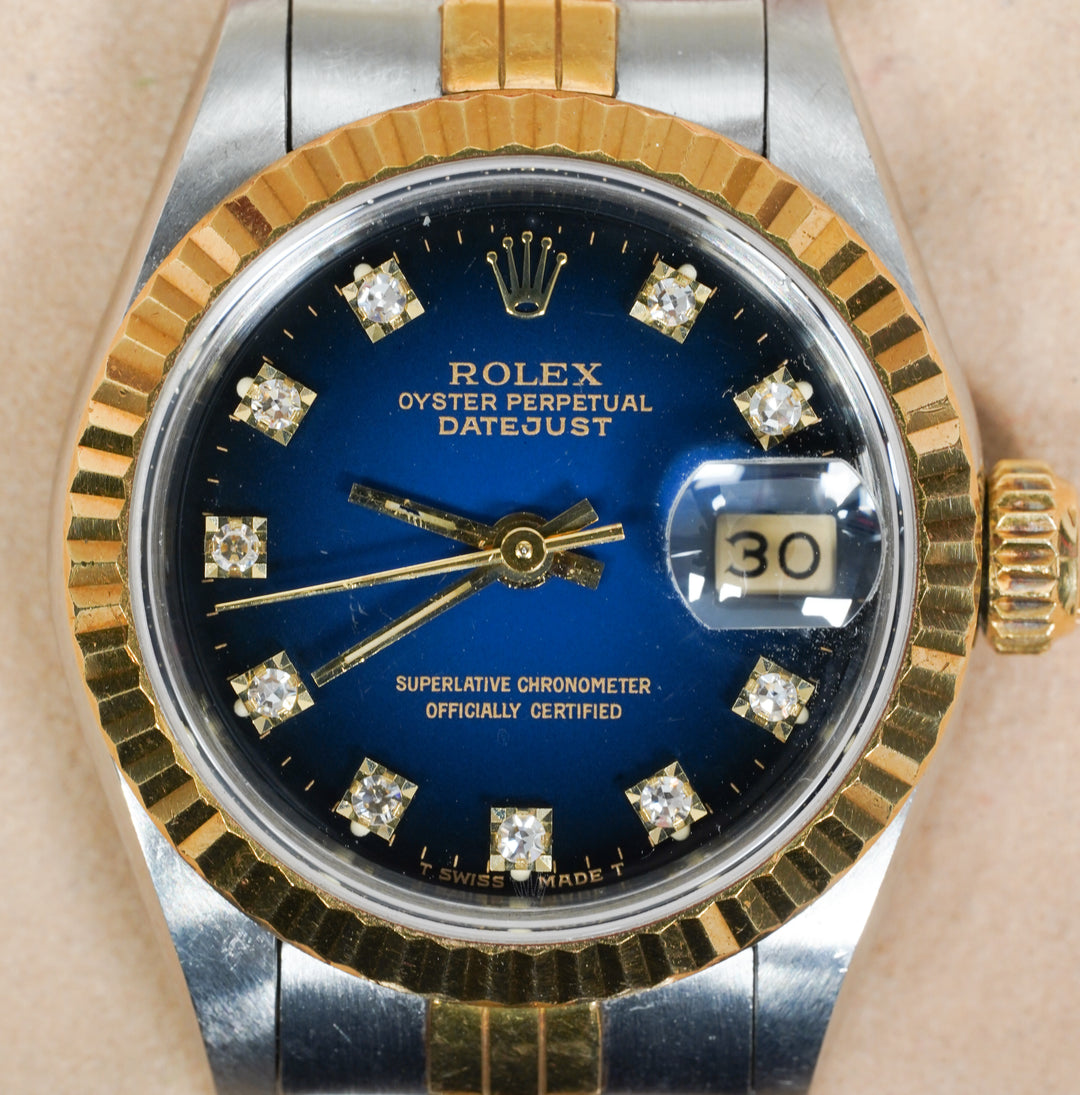 Rolex Datejust 26 69173 Blue Diamond Yellow Gold & Steel - 1988