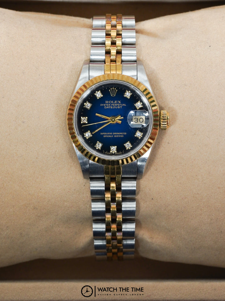 Rolex Datejust 26 69173 Blue Diamond Yellow Gold & Steel - 1988
