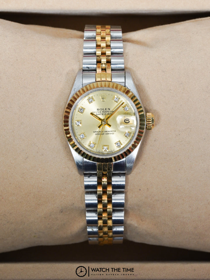 Rolex Datejust 26 69173 Champagne Diamond Yellow Gold & Steel - 1990