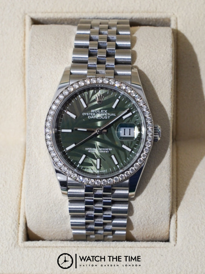 Rolex Datejust 36 126284RBR Green Palm Dial Stainless Steel - 2023
