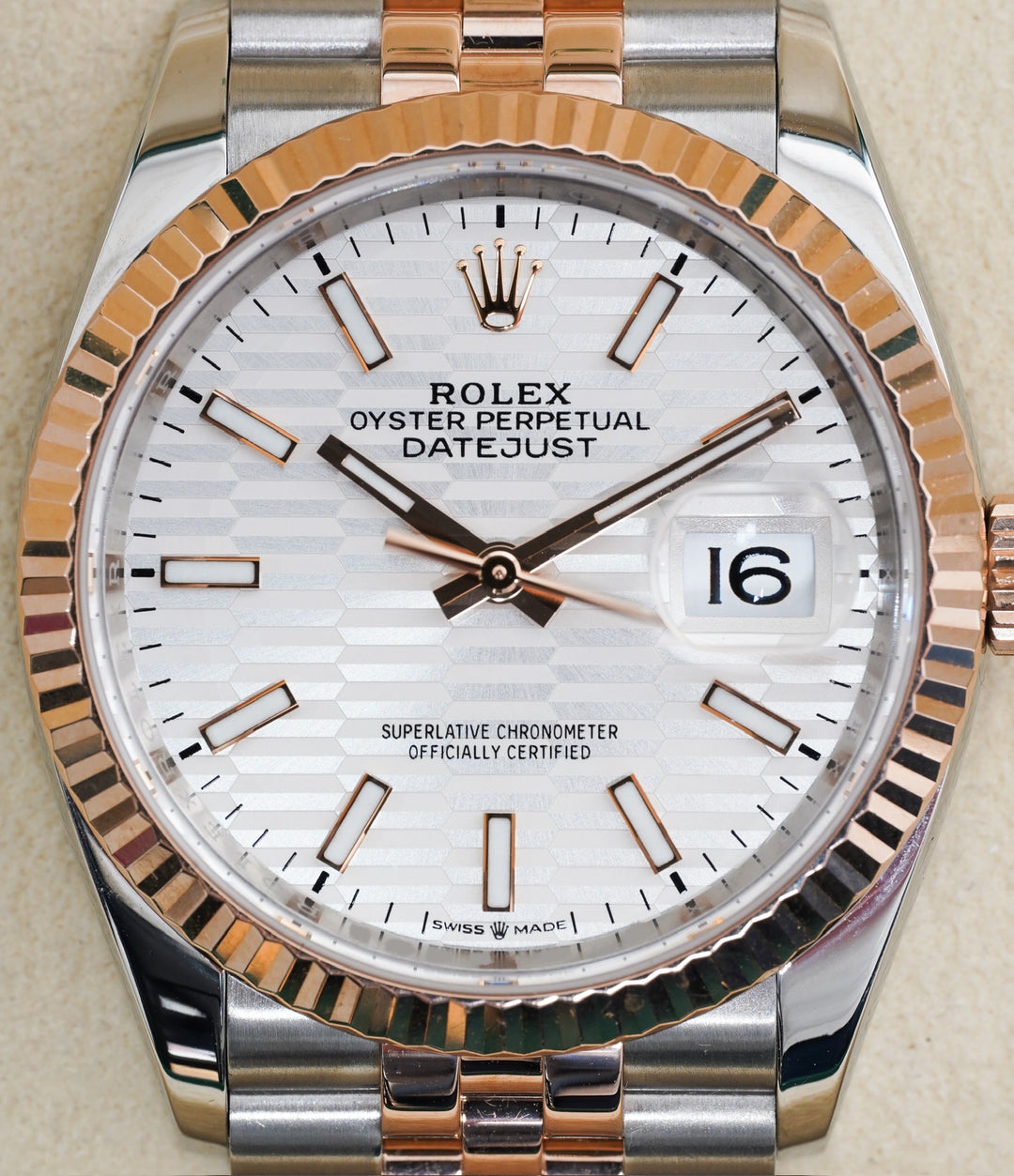 Rolex Datejust 36 White Motif Stainless Steel Rose Gold 36 mm - 126231 - 2022