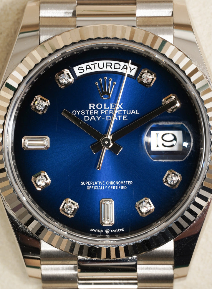 Rolex Daydate Blue Ombre Diamond White Gold 36 mm - 128239 - 2024