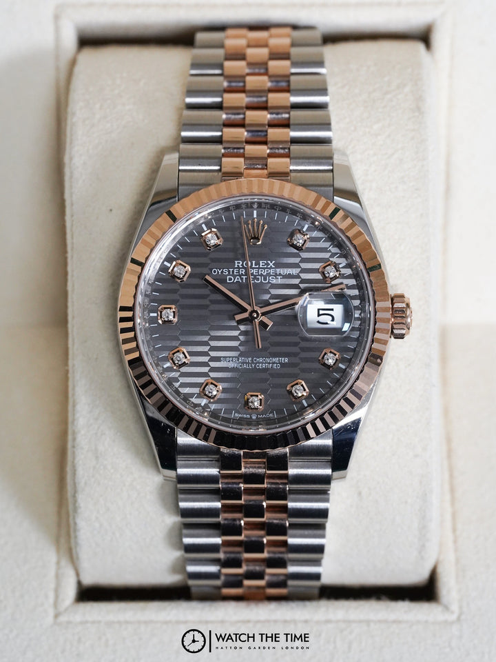 Rolex Datejust Motif Rhodium Stainless Steel Rose Gold 36 mm - 126231 - 2023