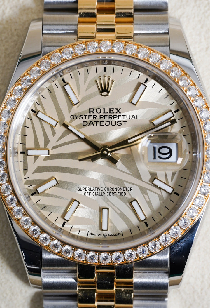 Rolex Datejust Champagne Palm RBR Stainless Steel Yellow Gold 36 mm - 126283RBR - 2023