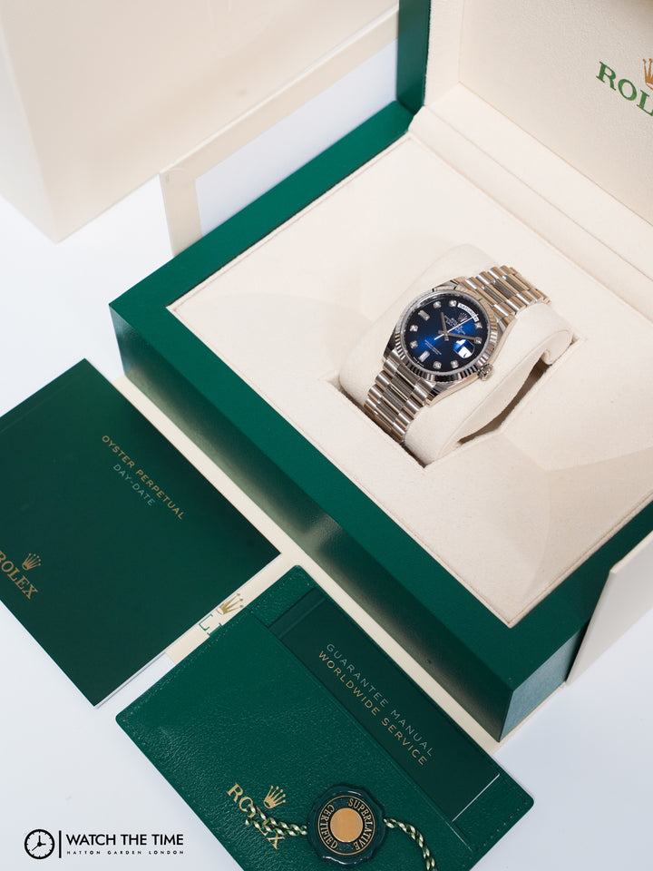 Rolex Daydate Blue Ombre Diamond White Gold 36 mm - 128239 - 2024
